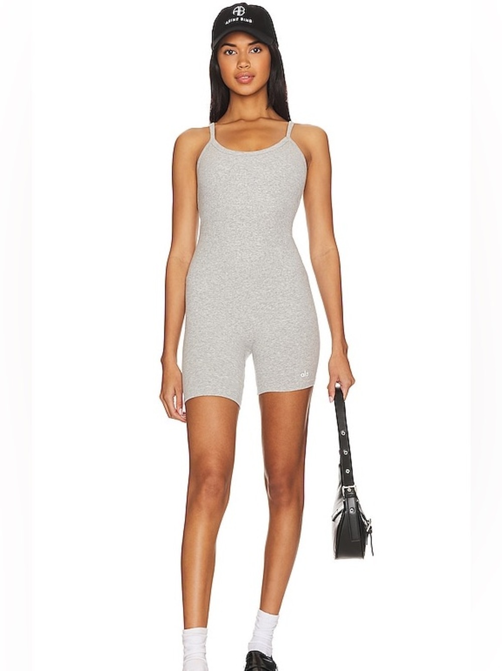ALO Grey Ribbed Sleeveless One-Piece